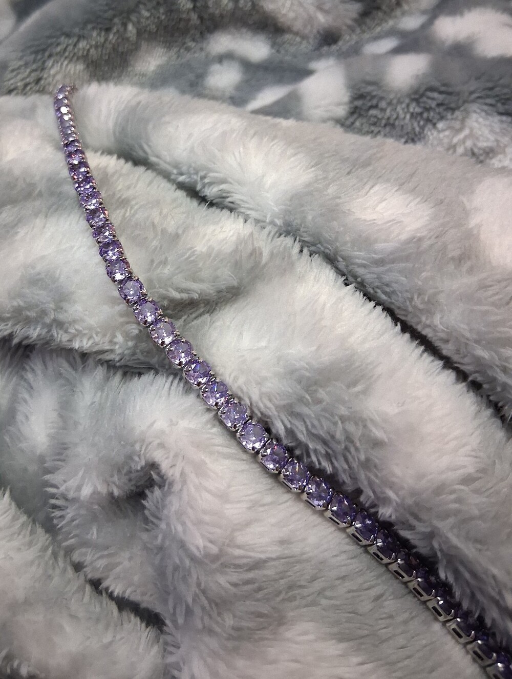 Purple CZ Silver Tennis Bracelet - Women's Jewelry - Picture 6 of 7